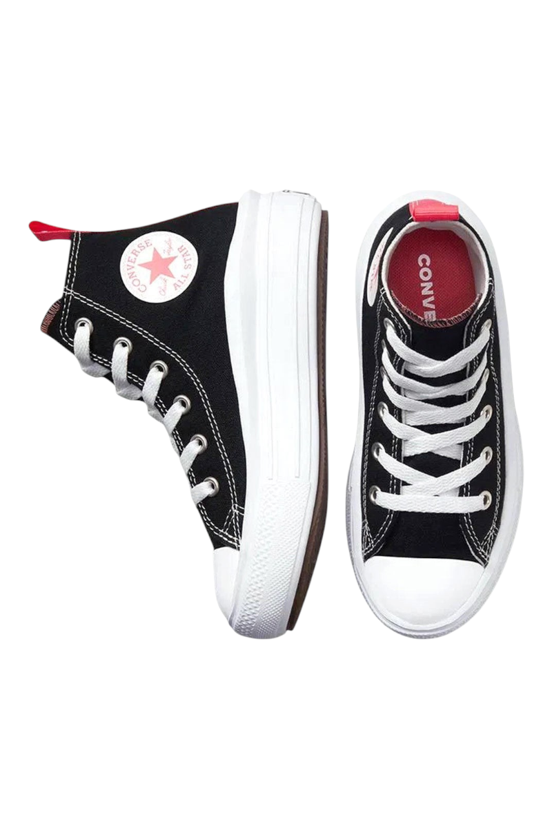 Sporline marka siyah kanvas Converse Chuck Taylor All Star Move platform tabanlı kız çocuk spor ayakkabı