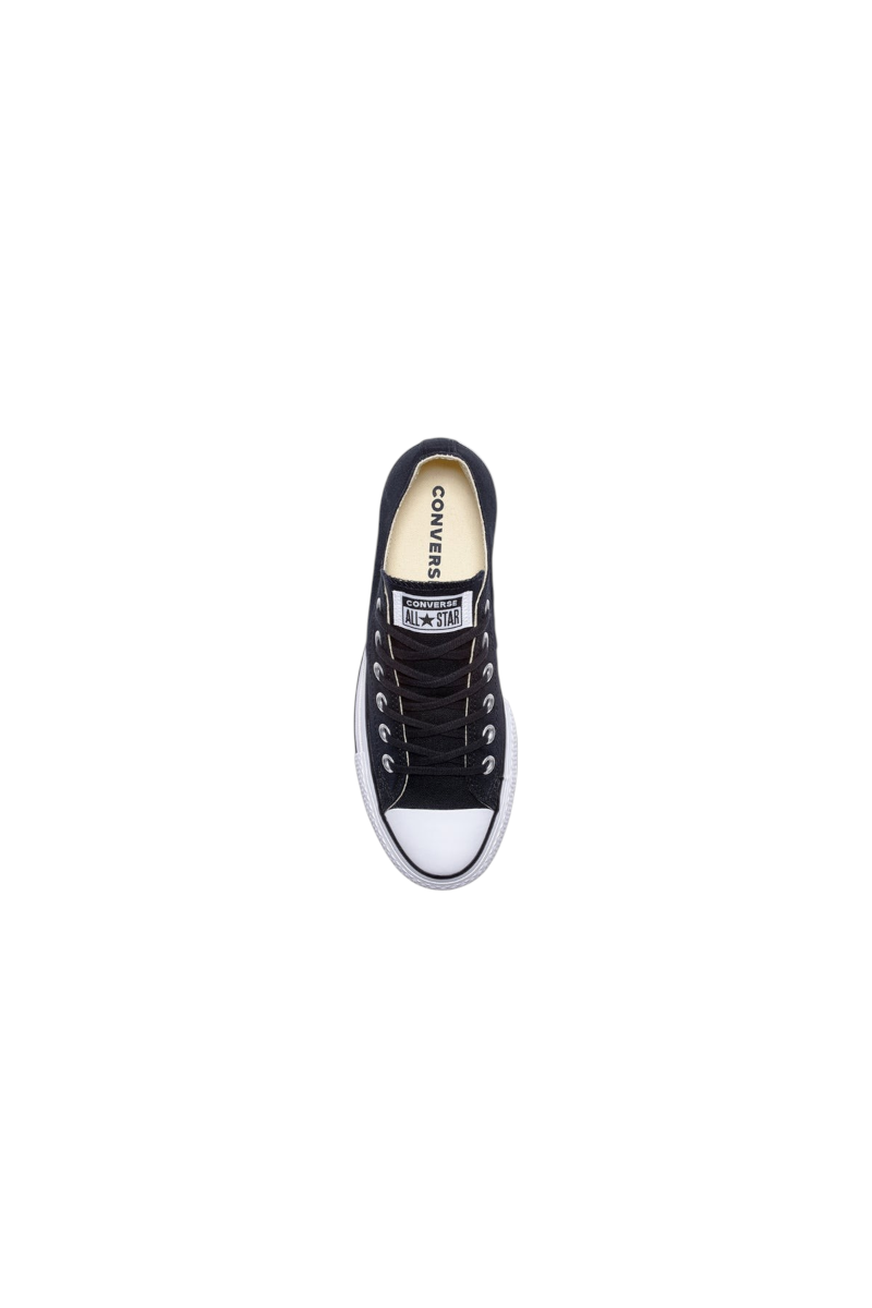 Sporline Converse Chuck Taylor All Star siyah kanvas platform spor ayakkabı, üstten görünüm