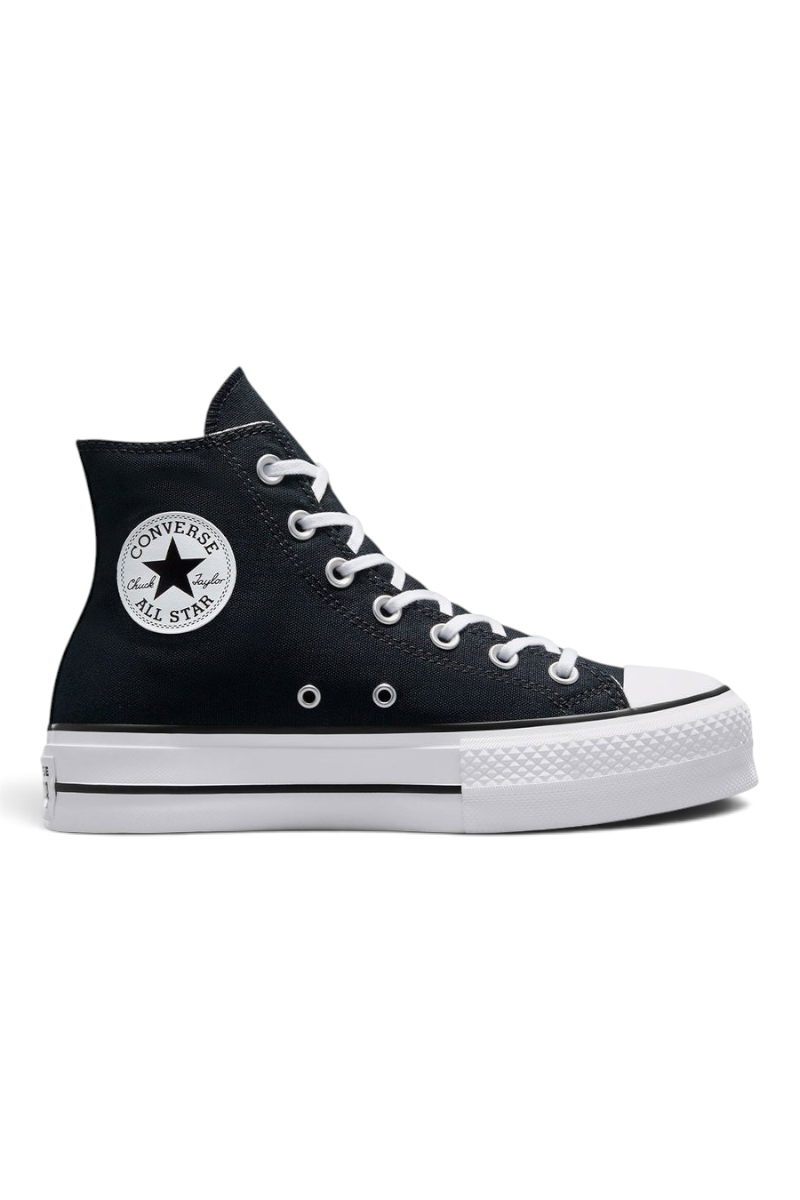 Sporline Converse Chuck Taylor All Star siyah kanvas platform tabanlı yüksek bilekli kadın spor ayakkabı