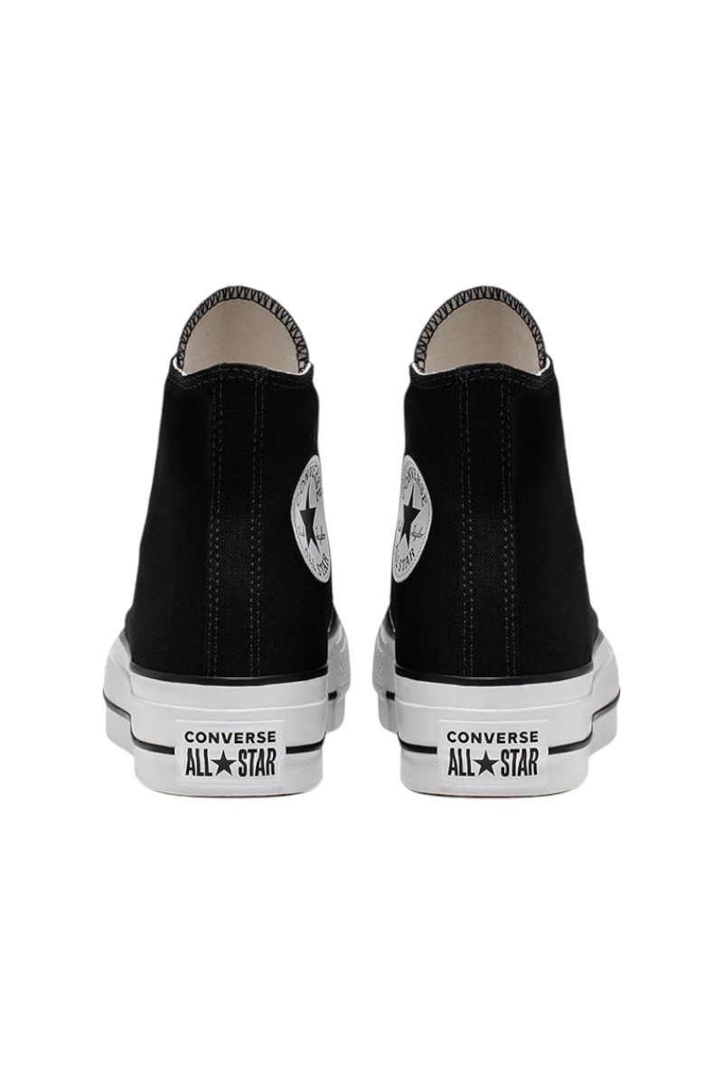 Sporline Converse Chuck Taylor All Star siyah kanvas platform spor ayakkabı arka görünüm