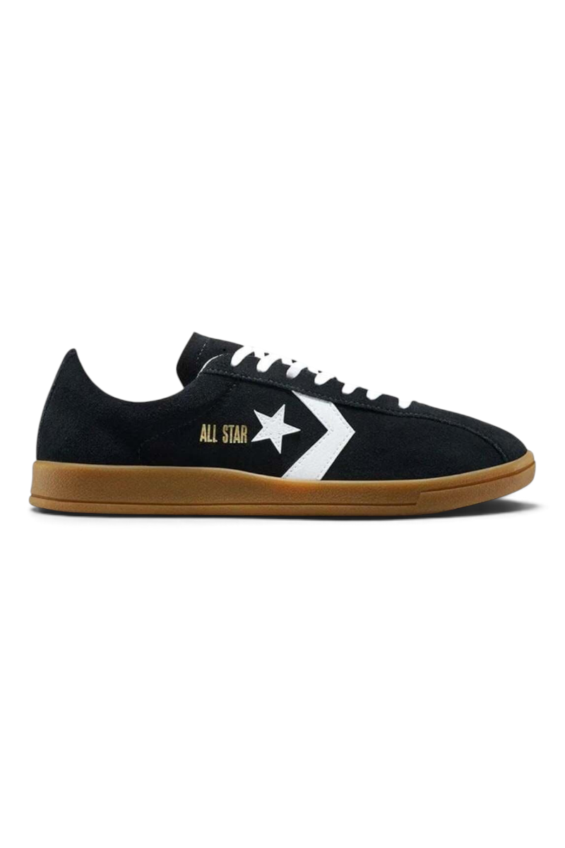 Sporline Converse All Star siyah süet kadın spor ayakkabı, beyaz detaylı ve kauçuk tabanlı retro tasarım
