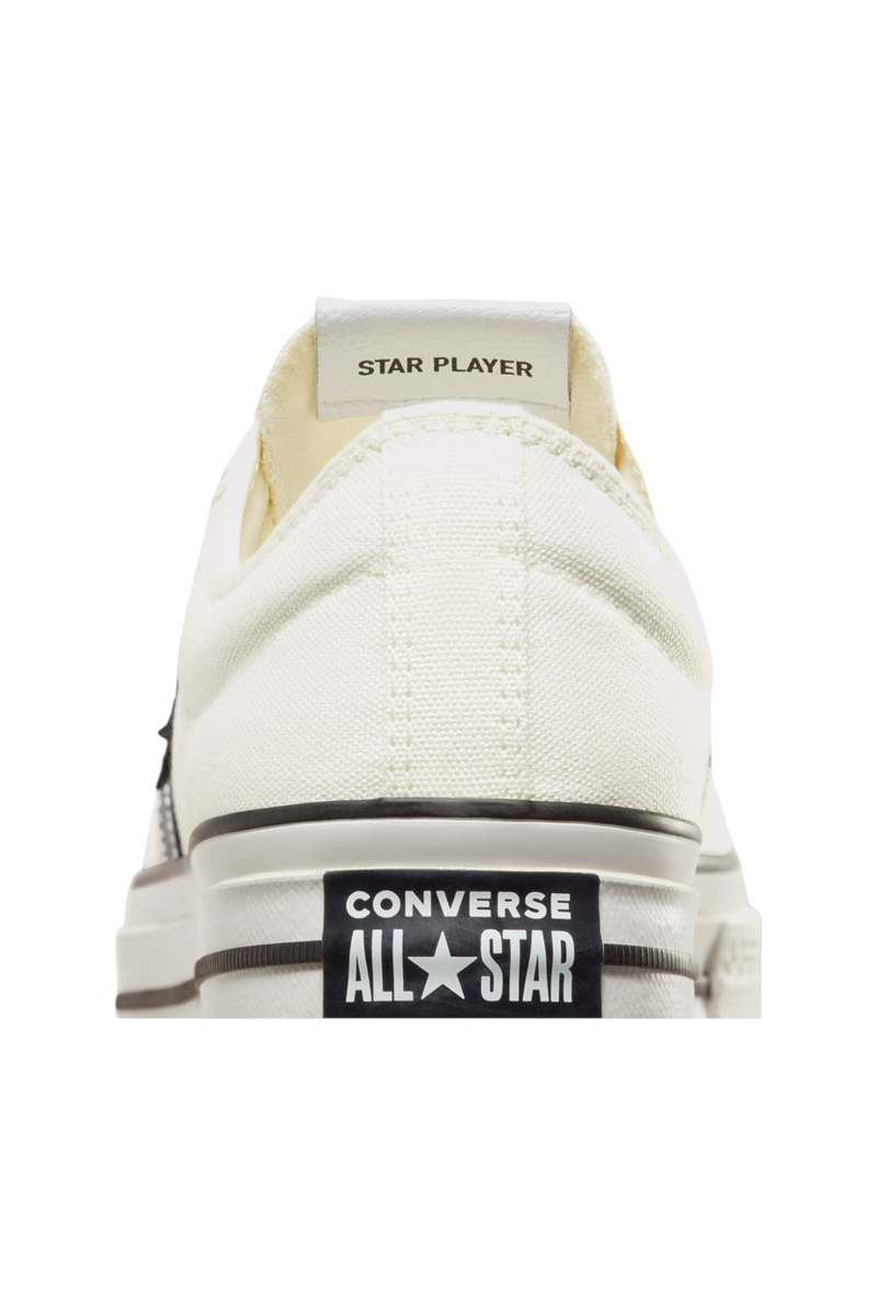 Sporline Converse Star Player 76 eskitilmiş beyaz kanvas erkek spor ayakkabı topuk ve logo detayı