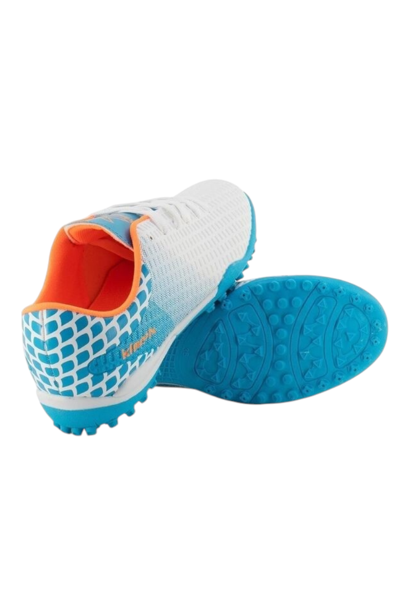 Sporline Kinetix Sergi beyaz ve neon turkuaz detaylı suni deri unisex krampon