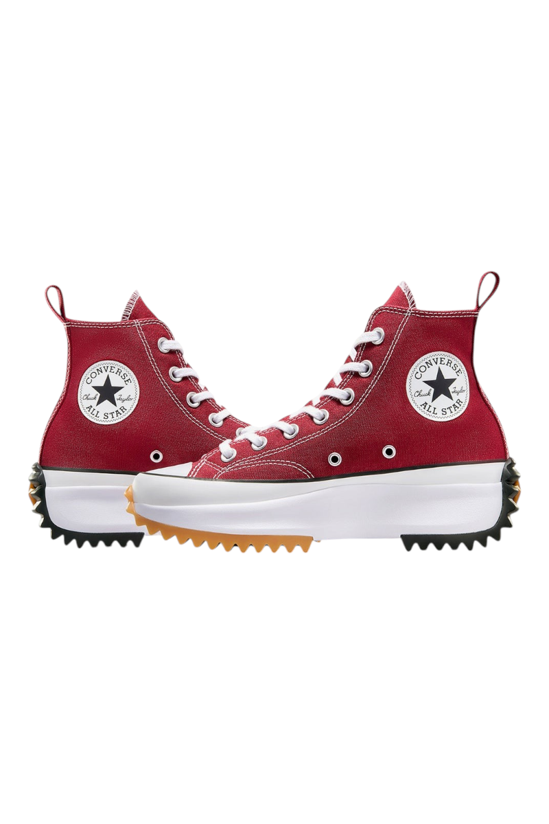 Sporline marka kırmızı kanvas Converse Run Star Hike yüksek tabanlı spor ayakkabı, tırtıklı kauçuk dış tabanlı