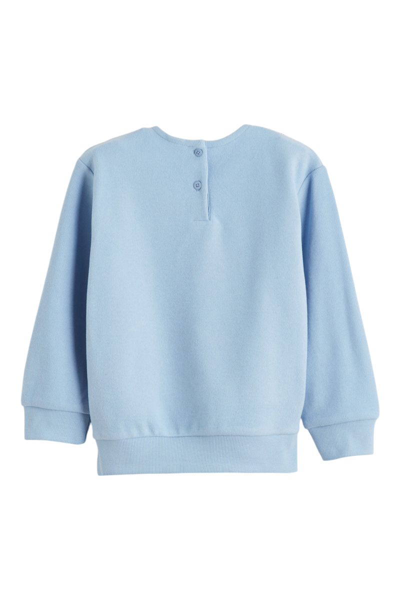 Sporline LC Waikiki pastel mavi renkli, sırtı düğmeli, pamuk karışımlı çocuk sweatshirt