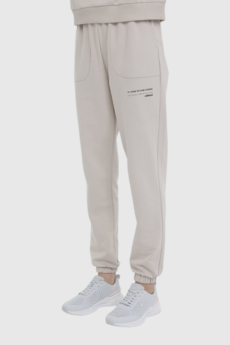 Sporline Lumberjack bej renkli, regular kesim, polyester karışımlı kadın eşofman altı
