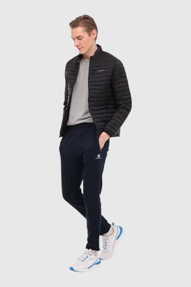Sporline Lumberjack ML Perry siyah erkek mont, %100 polyester, bol kesim, hafif şişme tasarım.