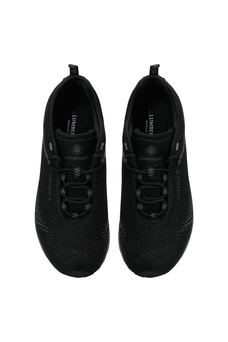 Sporline Lumberjack 6W Dare 6PR siyah erkek spor ayakkabı, tekstil ve PU malzeme, phylon tabanlı günlük yürüyüş ayakkabısı