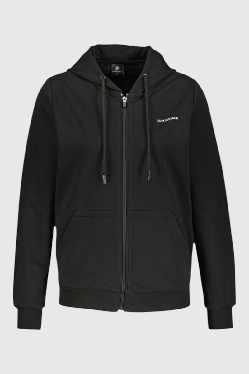 Sporline Lumberjack siyah renkli, kapüşonlu ve fermuarlı kadın sweatshirt