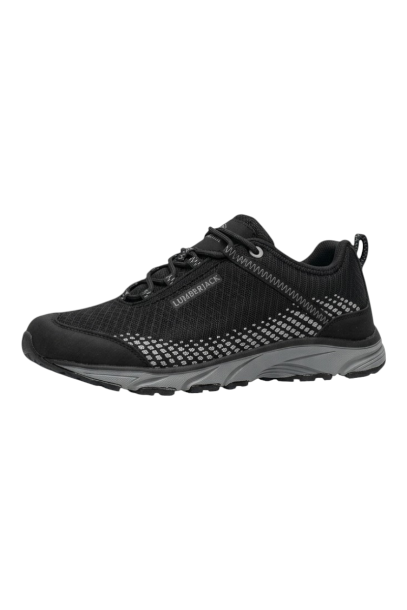 Sporline Lumberjack Dare WMN siyah gri erkek sneaker, %100 PU malzemeden üretilmiş yan profil görünümü.