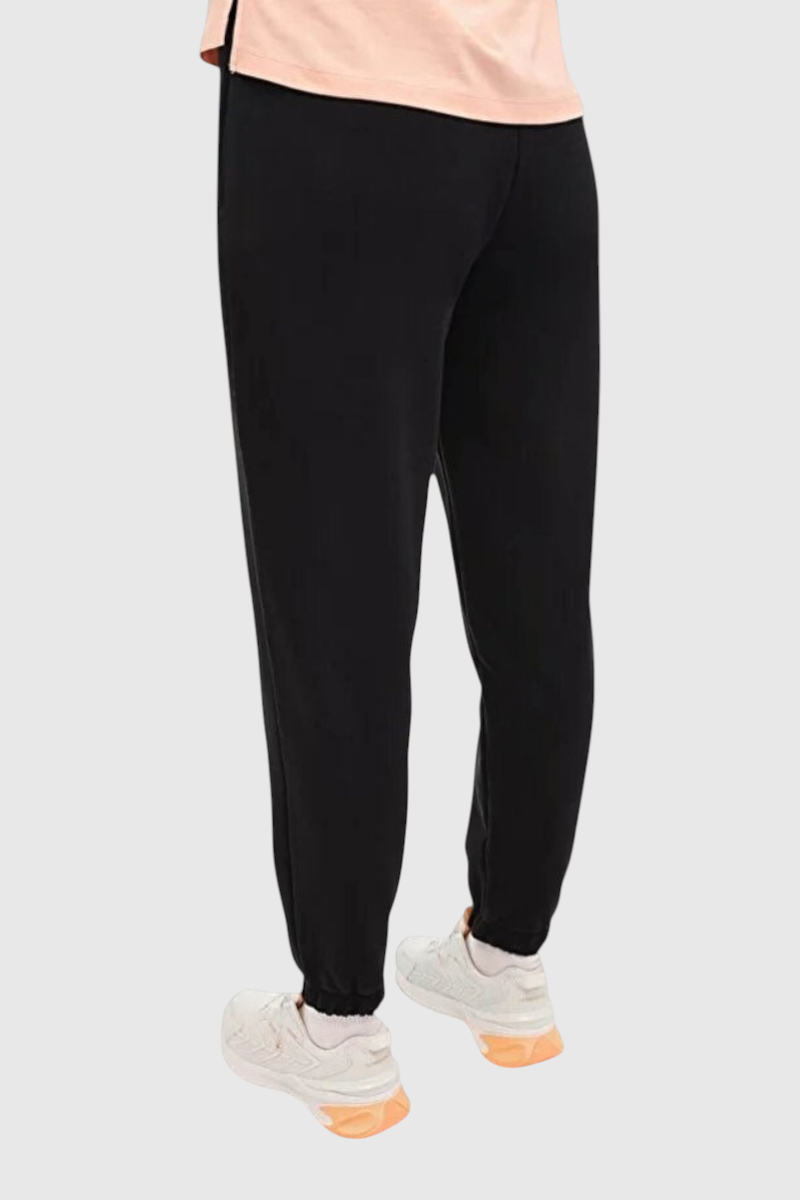 Sporline Lumberjack siyah kadın eşofman altı, regular kesim, polyester ve elastan karışımlı rahat spor giyim