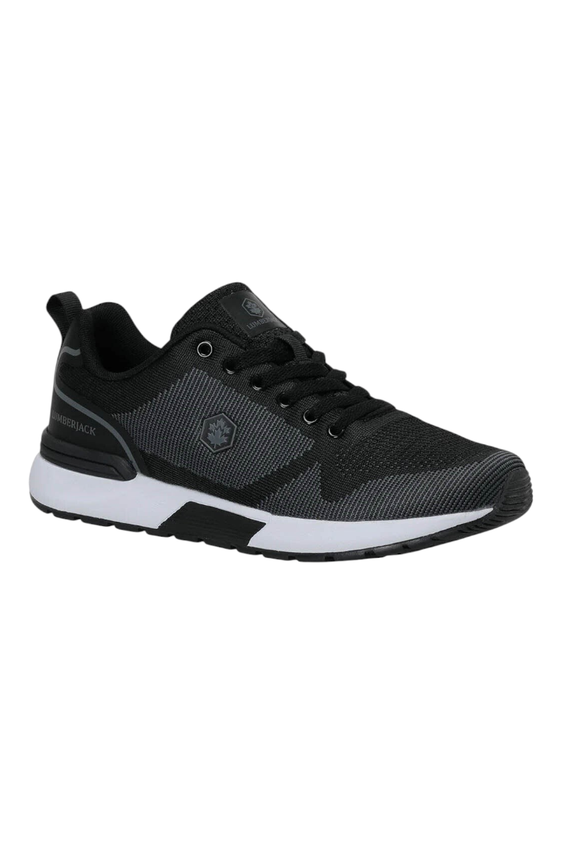 Sporline Lumberjack Vendor 2.0 siyah erkek sneaker, tekstil ve PU dış yüzeyli, beyaz phylon tabanlı spor ayakkabı.
