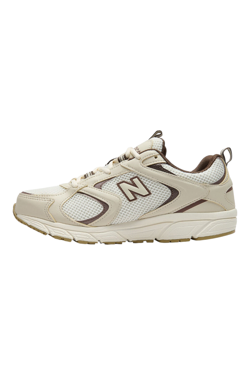 Sporline New Balance 408 unisex günlük spor ayakkabı, bej ve kahverengi detaylı fileli tasarım
