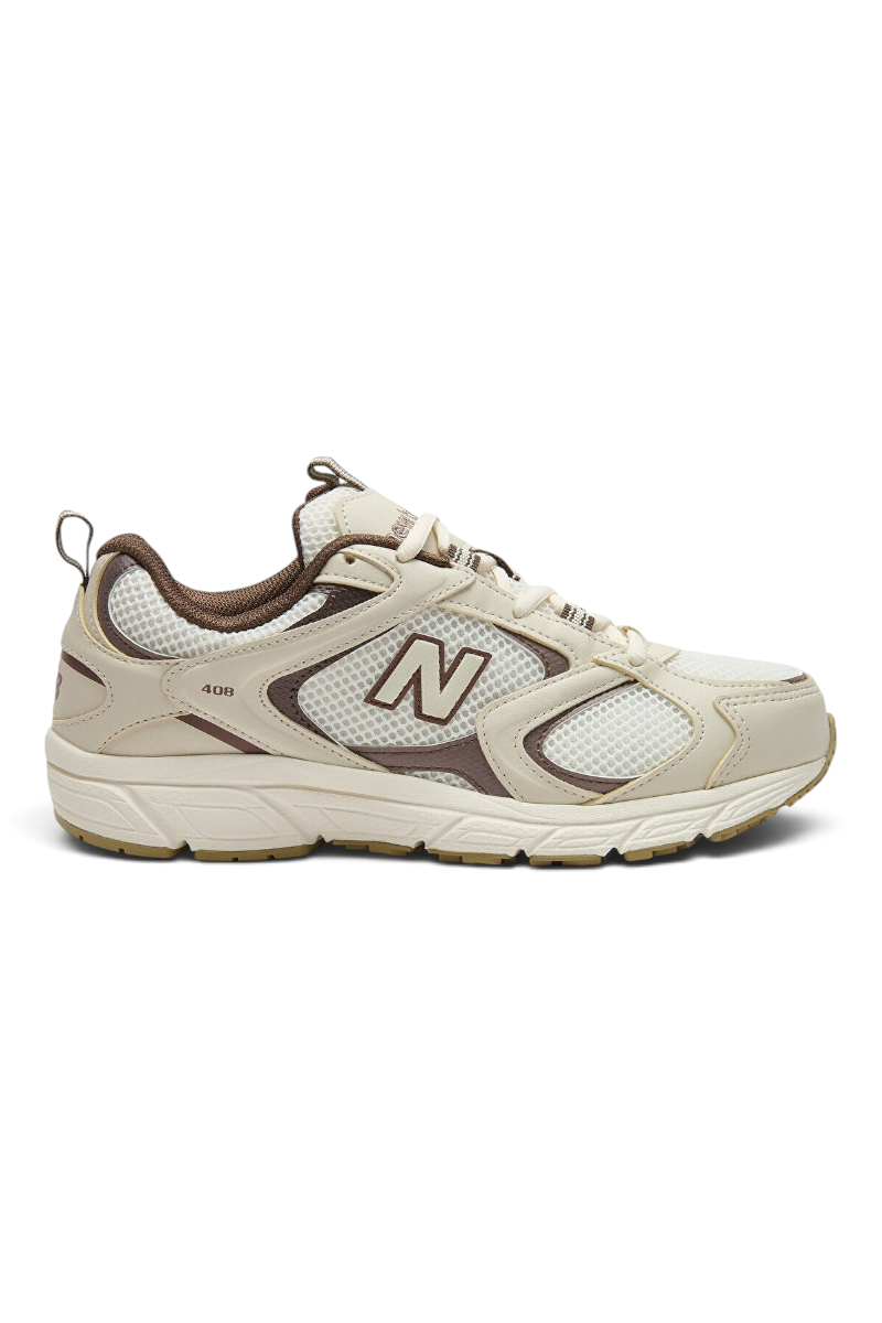 Sporline New Balance 408 unisex günlük spor ayakkabı, bej ve kahverengi tonlarında file detaylı tasarım