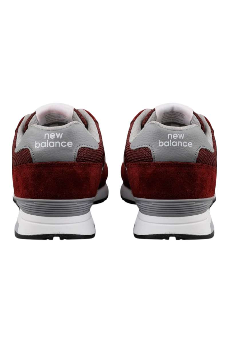 Sporline New Balance 565 bordo ve beyaz renkli, arka topuk kısmında marka logolu erkek günlük spor ayakkabı