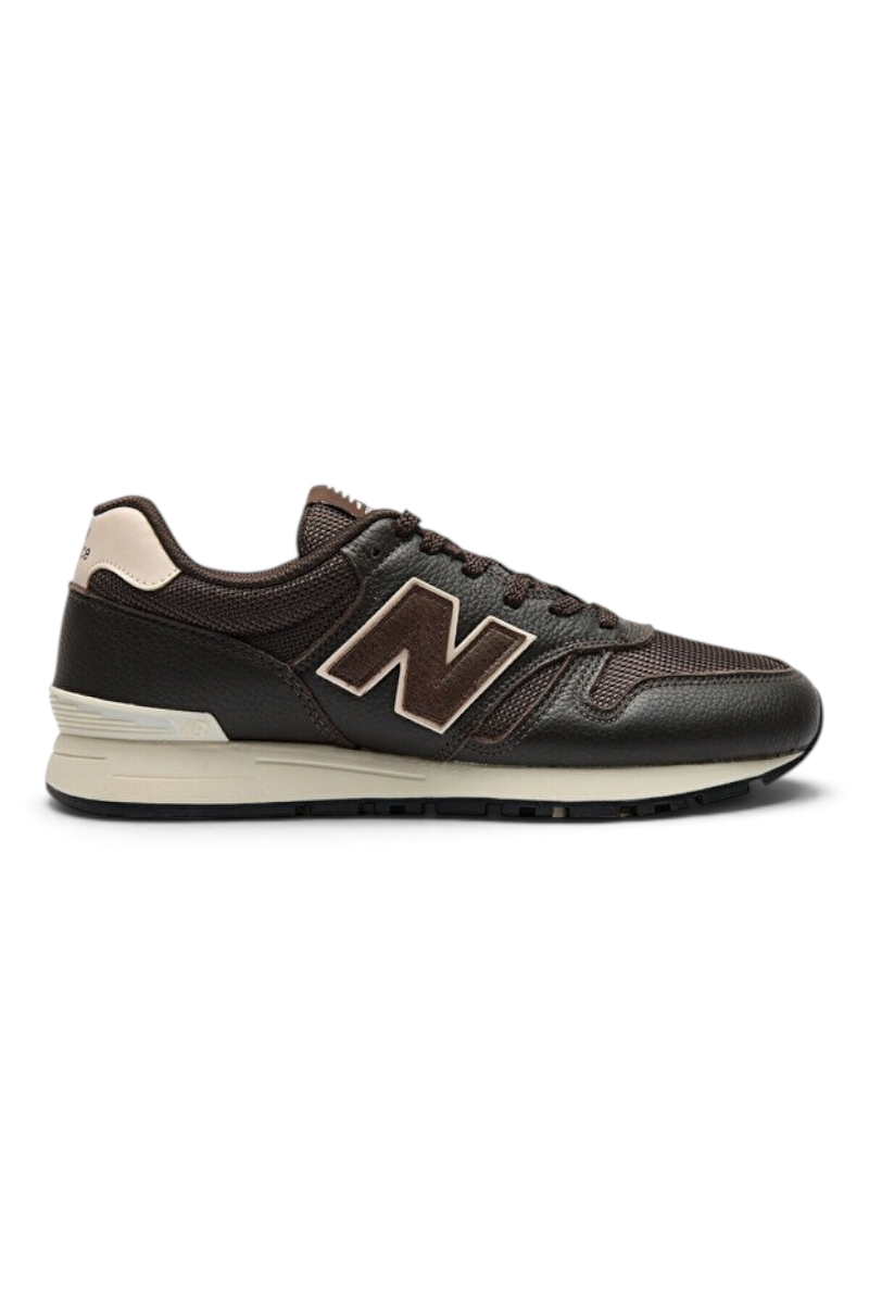 Sporline New Balance 565 kahverengi deri ve file detaylı unisex günlük spor ayakkabı yan görünüm