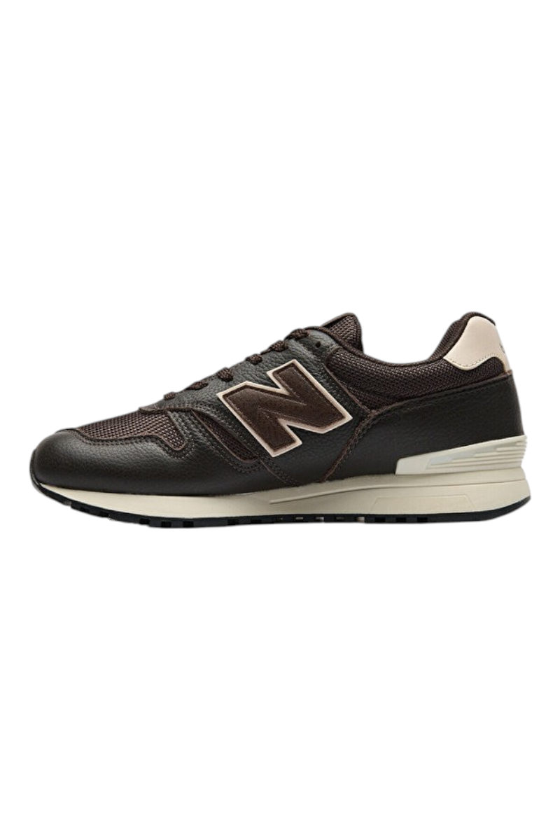 Sporline New Balance 565 kahverengi deri ve file detaylı unisex günlük spor ayakkabı yan görünüm