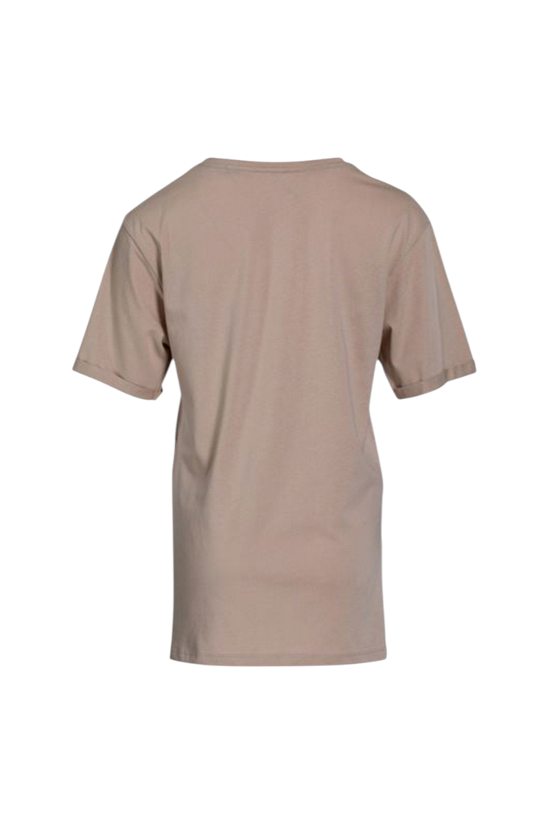 Sporline New Balance kadın kahverengi kısa kollu basic regular kesim t-shirt arka görünümü