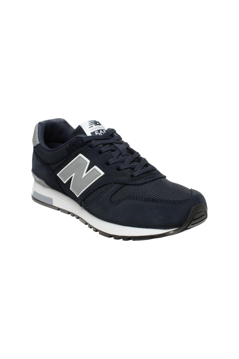 Sporline New Balance ML565NVY lacivert süet ve tekstil günlük erkek spor ayakkabı, beyaz tabanlı bağcıklı tasarım