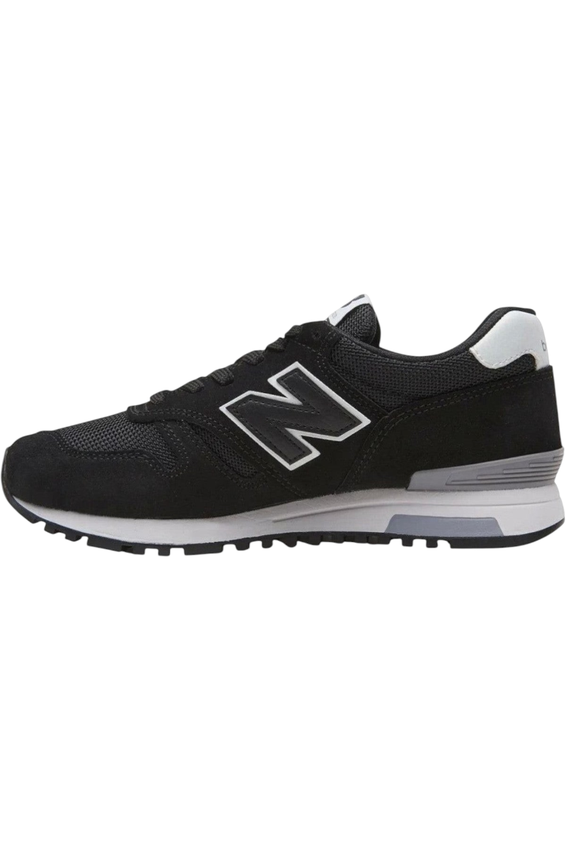 Sporline New Balance ML565BLK siyah deri ve tekstil erkek spor ayakkabı, yan profil görünümü