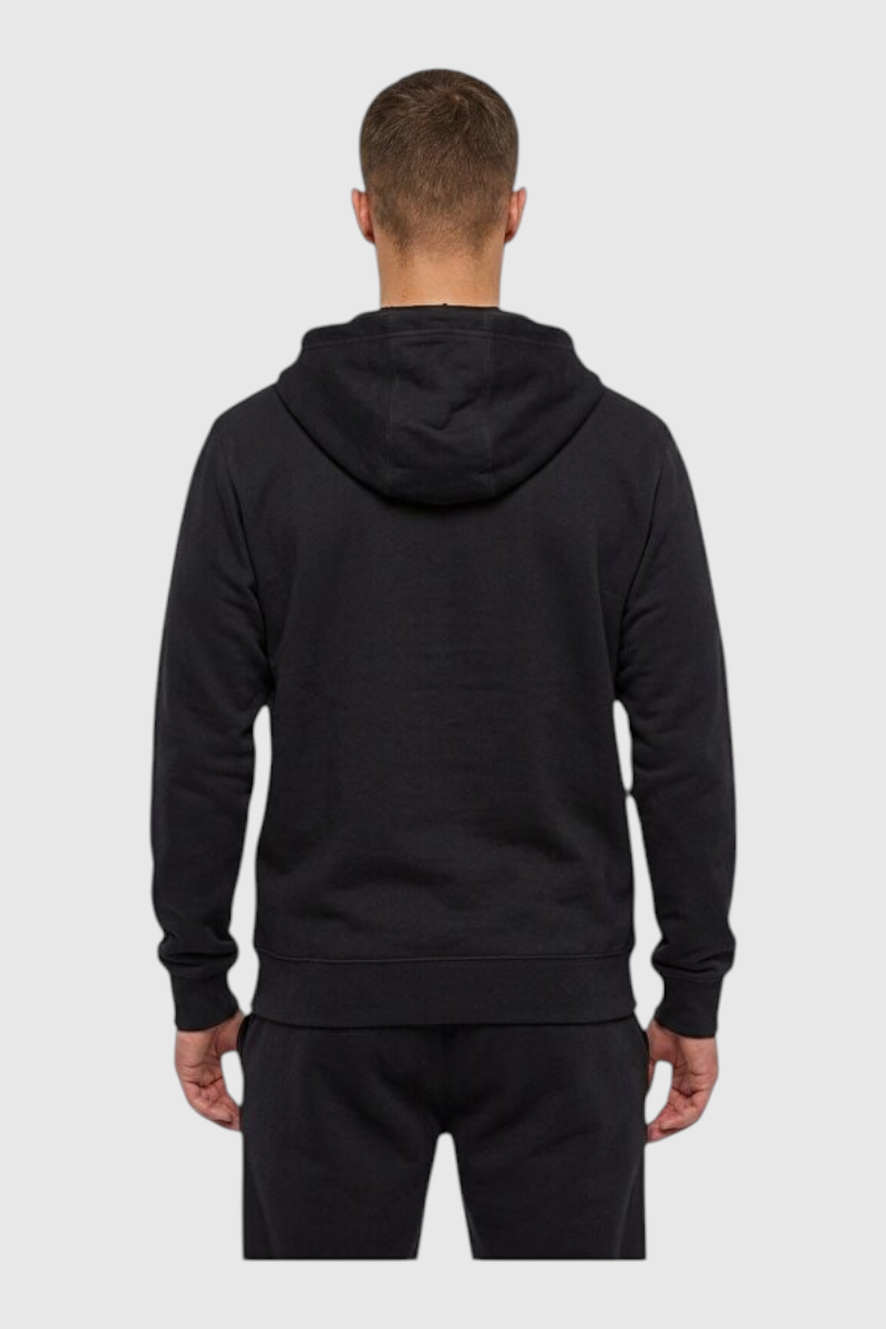 Sporline New Balance siyah polyester unisex kapüşonlu sweatshirt, arkadan görünüm