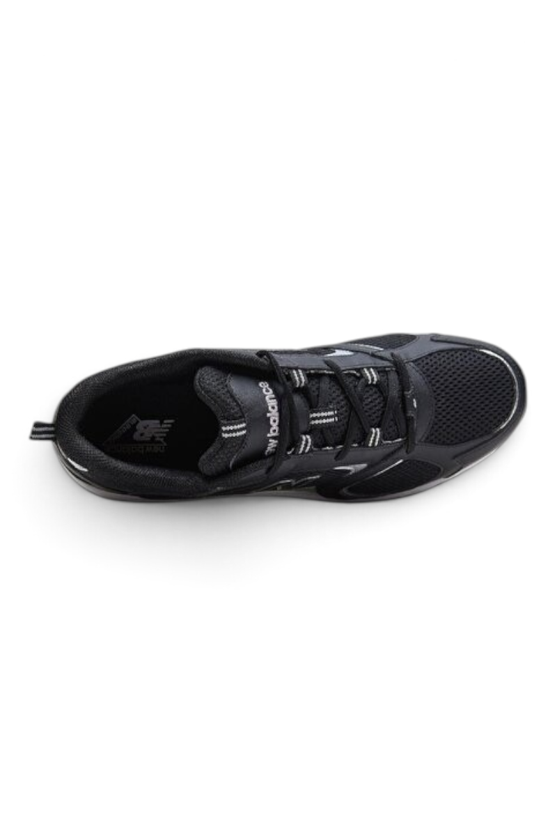 Sporline New Balance ML408BS unisex siyah spor ayakkabı, üstten görünüm, file detaylı tasarım