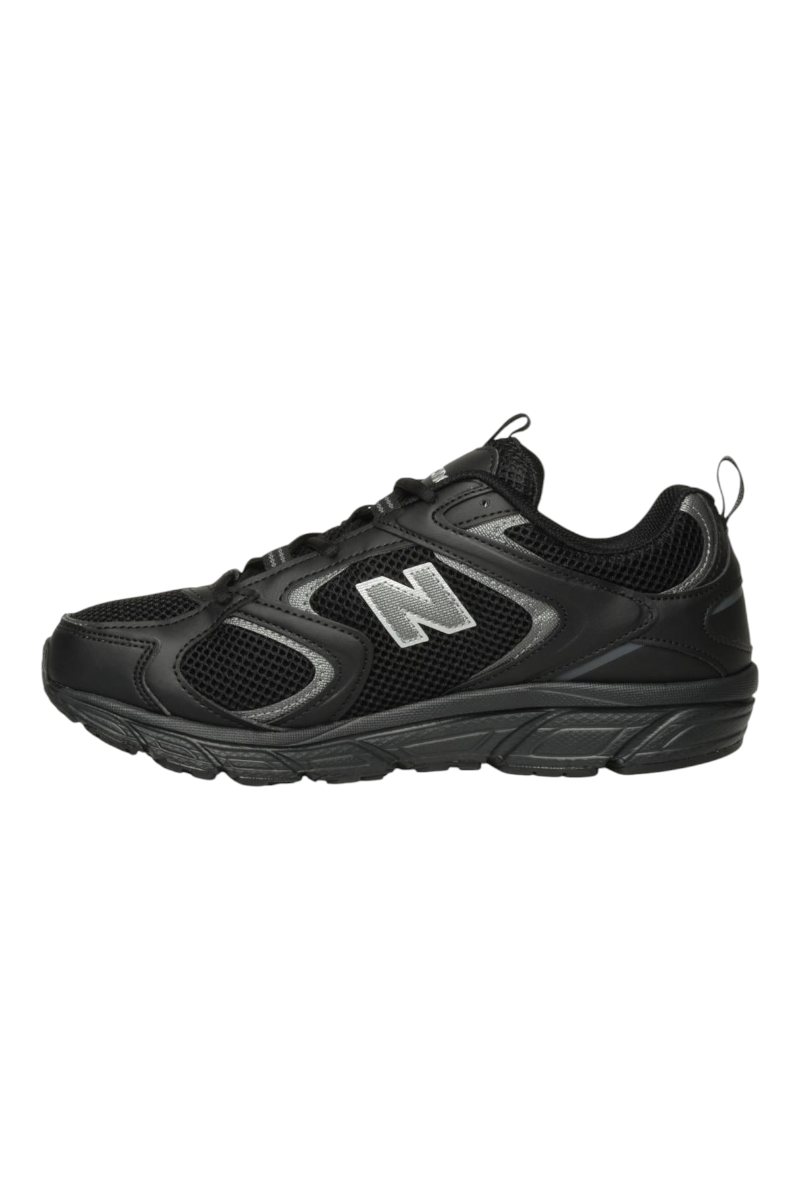 Sporline New Balance M408 siyah unisex spor ayakkabı, microfiber ve tekstil detaylı, bağcıklı günlük yürüyüş modeli.