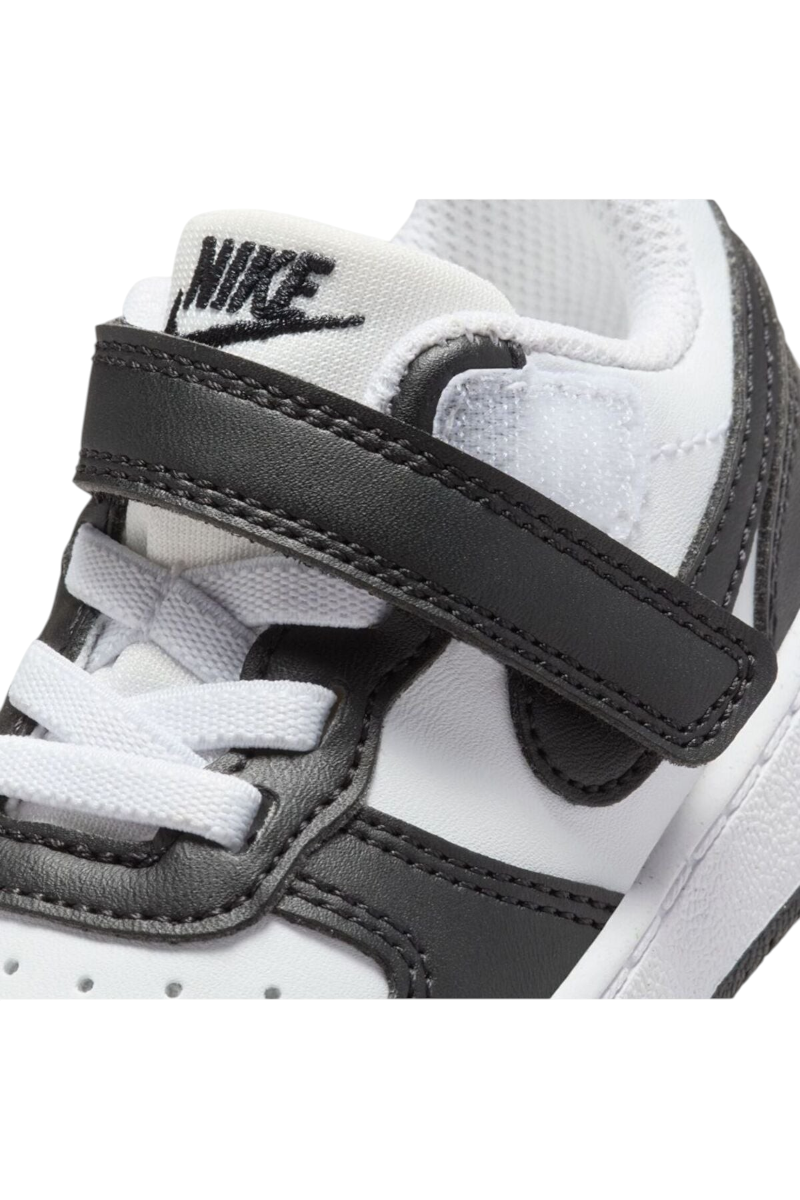 Sporline Nike Court Borough Low Recraft bebek spor ayakkabısı, beyaz ve siyah renkli, cırt cırtlı bant detaylı