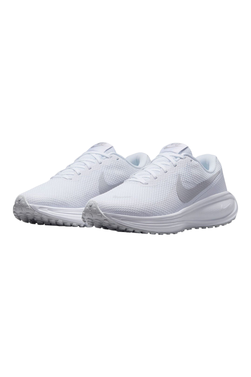Sporline Nike Revolution 8 beyaz kadın koşu ayakkabısı, nefes alabilen file üst yüzey ve yastıklamalı taban tasarımı.