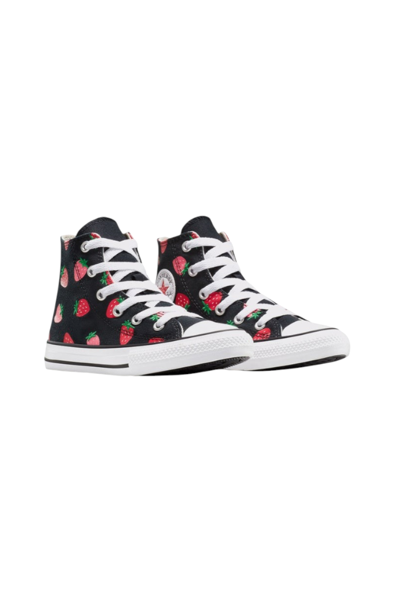 Sporline siyah çilek desenli Converse Chuck Taylor All Star yüksek bilekli kanvas spor ayakkabı