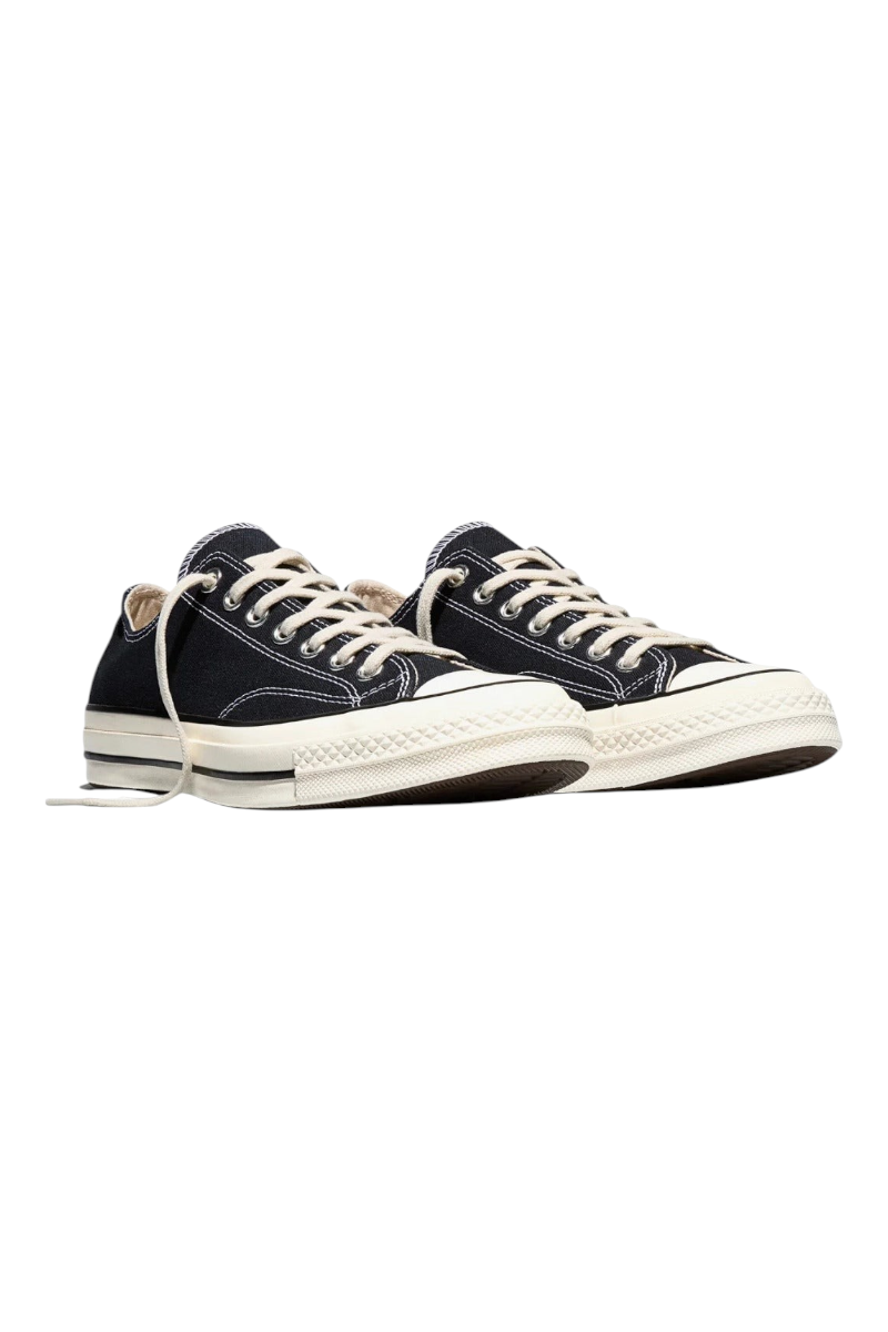 Sporline siyah kanvas Converse Chuck 70 Ox bileksiz spor ayakkabı, beyaz kauçuk tabanlı klasik tasarım