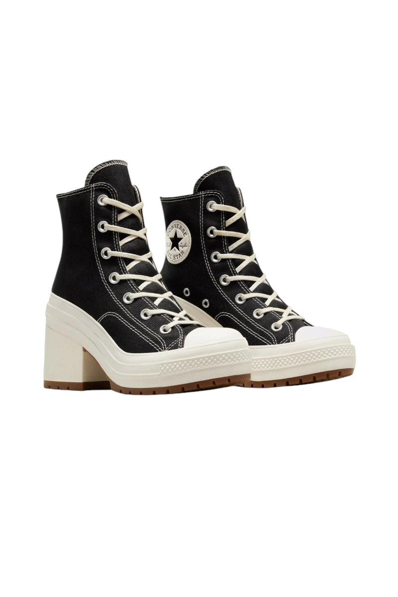 Sporline siyah Converse Chuck 70 De Luxe Heel kadın günlük ayakkabı, yüksek topuklu ve bağcıklı tasarım