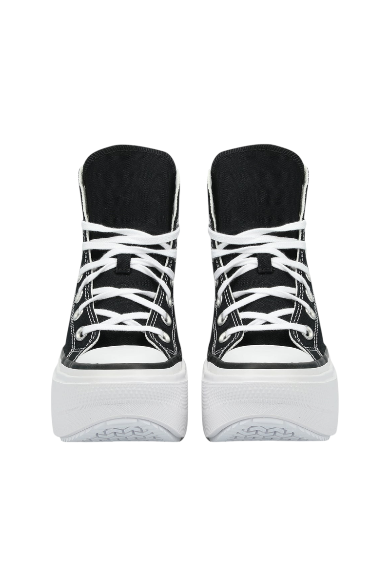 Sporline siyah renkli, beyaz kalın tabanlı, bağcıklı Converse Chuck Taylor All Star Lift kadın spor ayakkabı