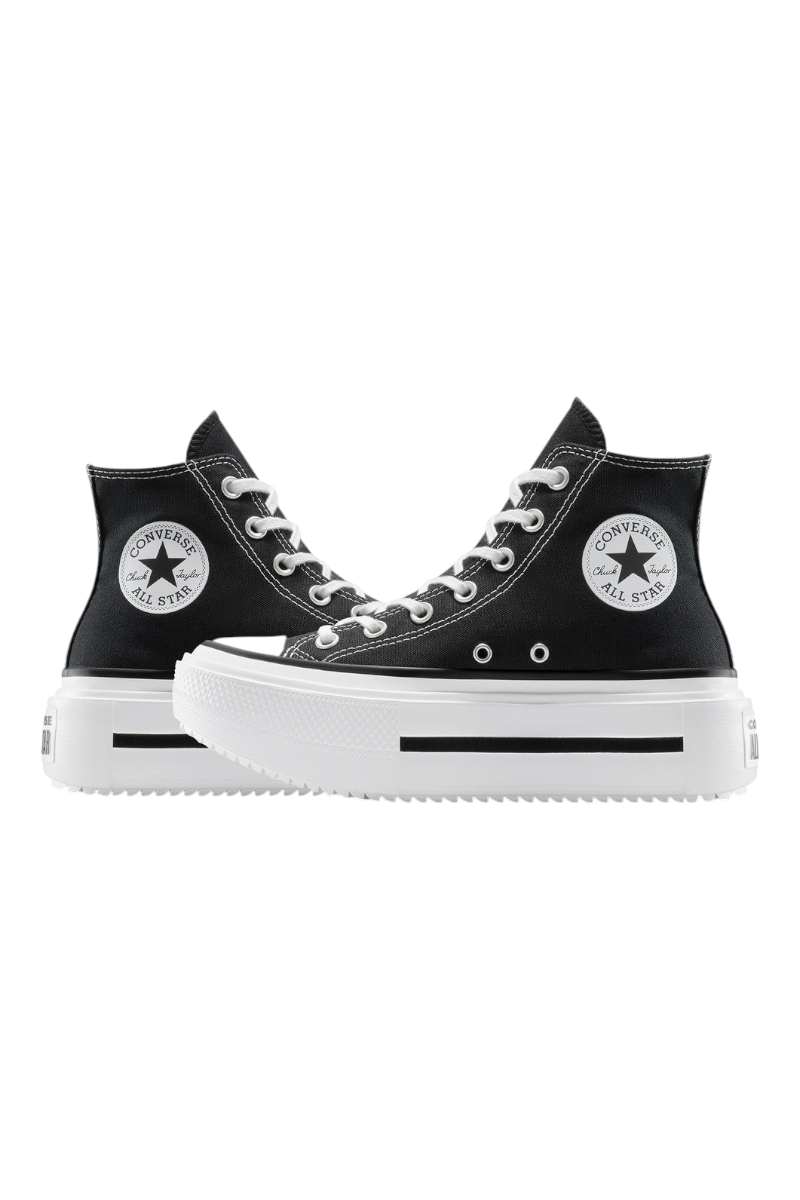 Sporline siyah renkli, beyaz kalın tabanlı, yüksek konçlu Converse Chuck Taylor All Star Lift kadın spor ayakkabı