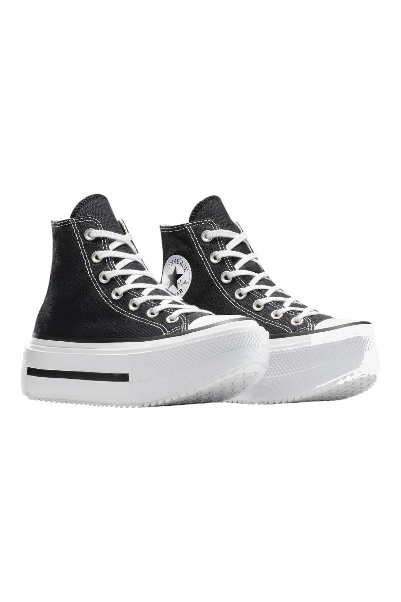 Sporline marka siyah renkli, beyaz tabanlı, yüksek platformlu Converse Chuck Taylor All Star kadın spor ayakkabı