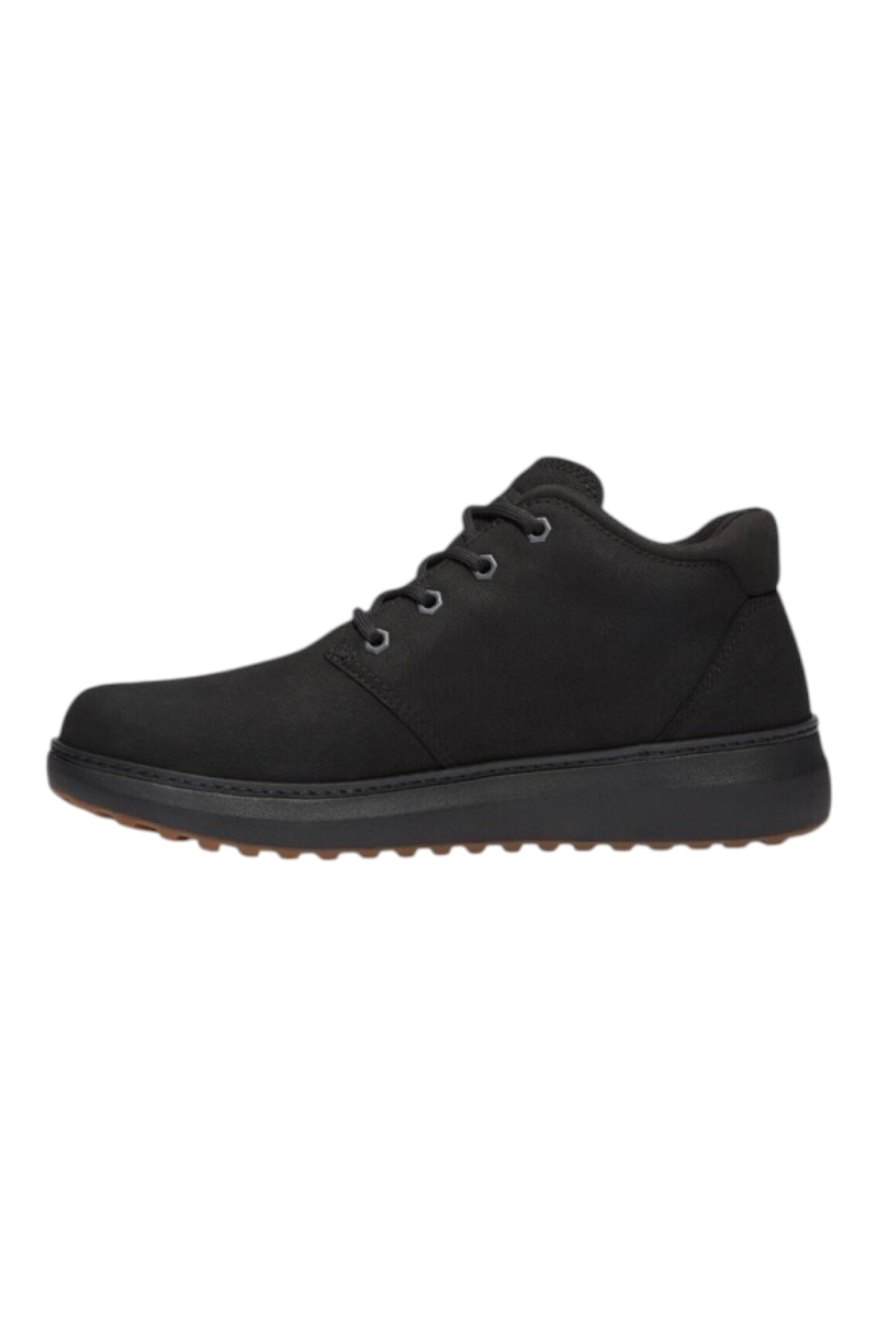 Sporline Timberland Hudson Road siyah erkek chukka bot, Gore-Tex su geçirmez özellikli, yan profil görünümü.