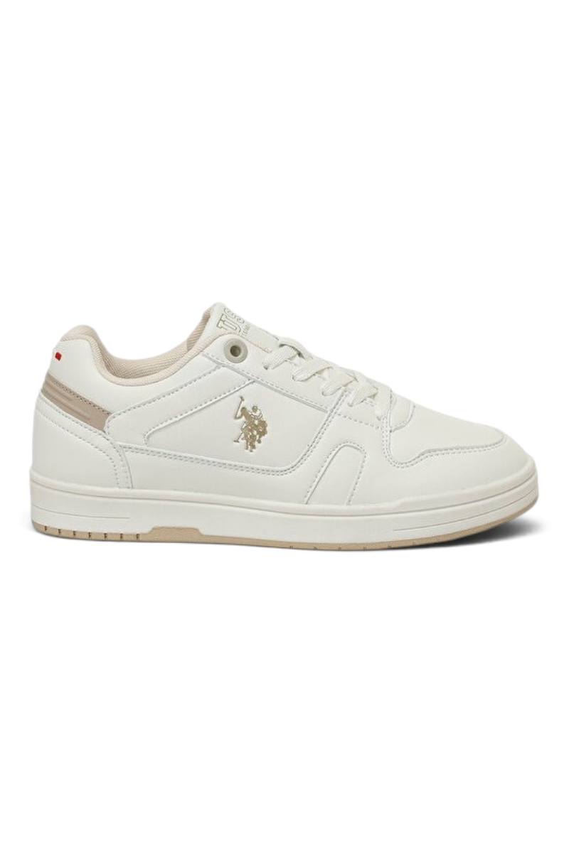 Sporline U.S. Polo Assn. bej renkli, suni deri kadın sneaker ayakkabı