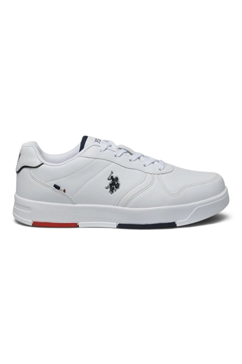 Sporline U.S. Polo Assn. beyaz renkli, PU malzemeden üretilmiş, yan kısmında logo detaylı kadın sneaker ayakkabı