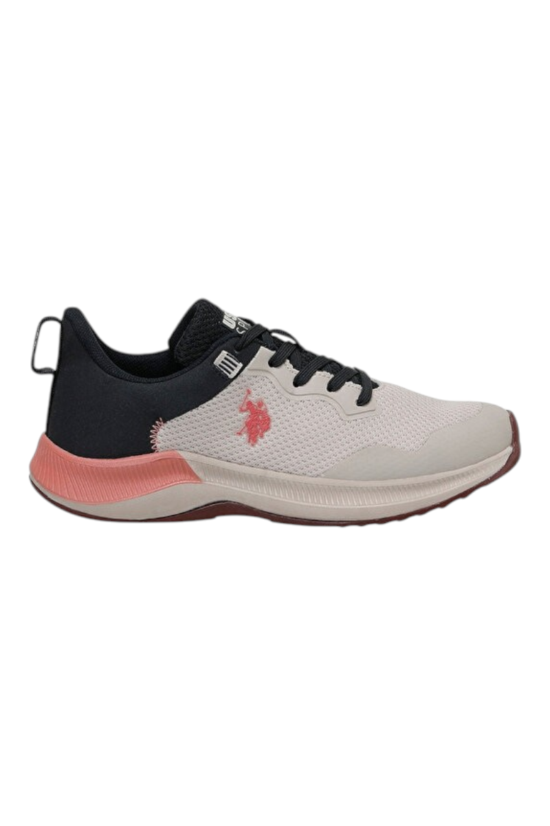 Sporline U.S. Polo Assn. pudra pembe ve siyah renkli, tekstil malzemeden üretilmiş kadın spor ayakkabı