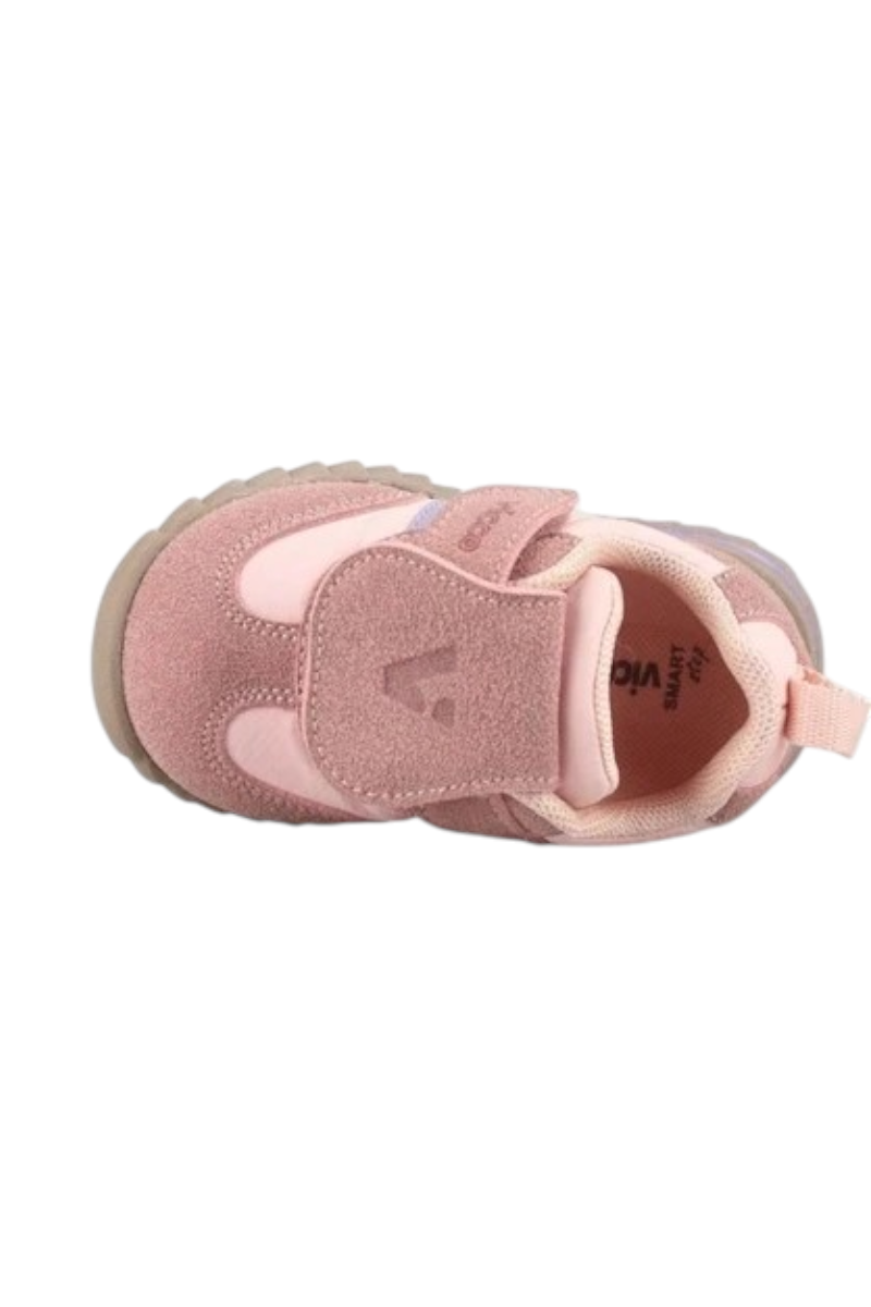 Sporline Vicco pudra pembe suni deri çocuk sneaker, cırt cırtlı tasarım ve rahat taban yapısı ile.