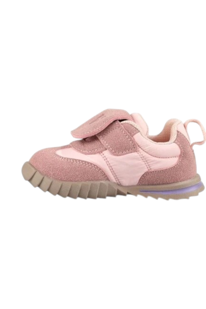 Sporline Vicco pudra pembe suni deri çocuk sneaker, cırt cırtlı bantlı ve tırtıklı tabanlı günlük spor ayakkabı