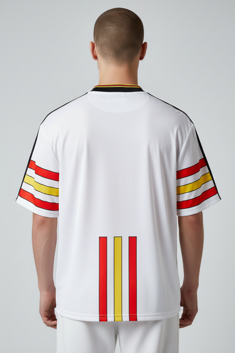 Sporline Puma Galatasaray 1998-1999 sezonu beyaz renkli, kırmızı ve sarı detaylı polyester çocuk retro forma