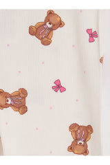 LC Waikiki Kız Çocuk Fırfırlı Pijama Takımı W6M023B1 - Krem