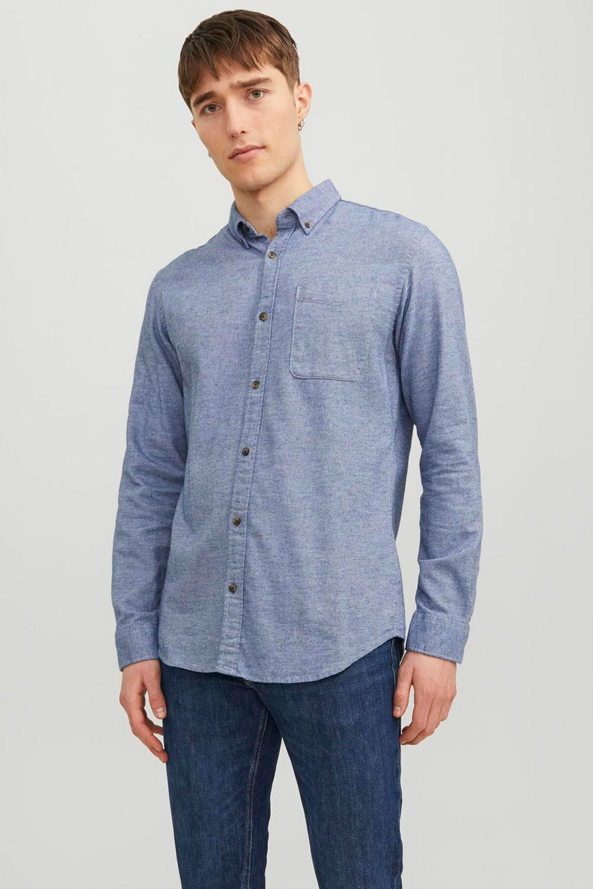 JACK&JONES JJECLASSIC MELANGE SHIRT LS NOOS 12235974 - Mavi