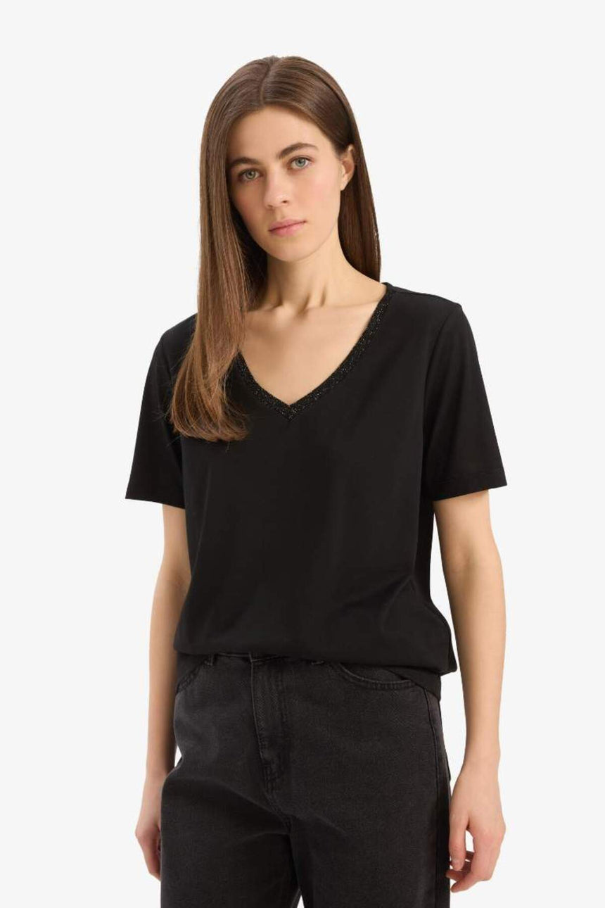 Defacto Kadın Short Sleeve T-Shirt K5057Az - Siyah