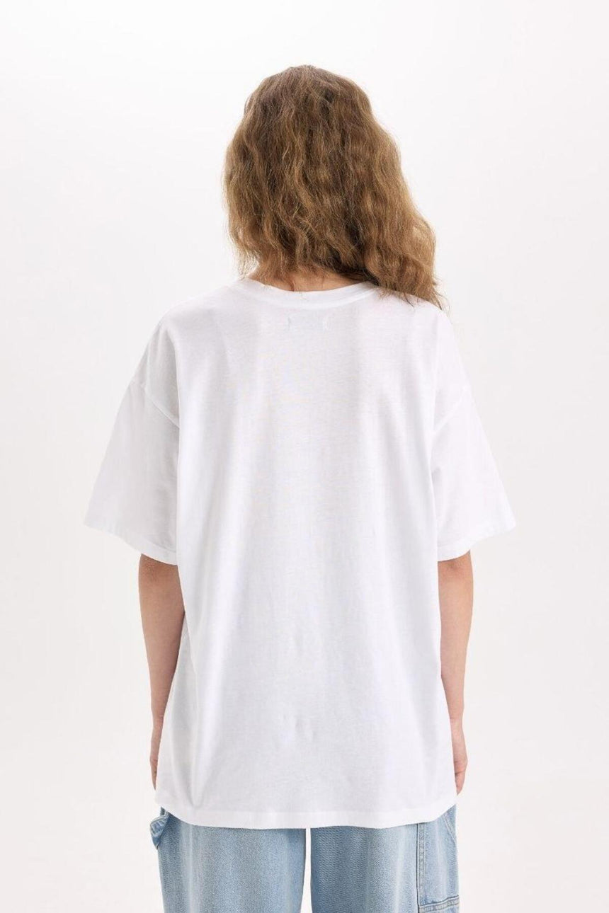 DeFacto V4136AZ Kadın T-Shirt - Beyaz