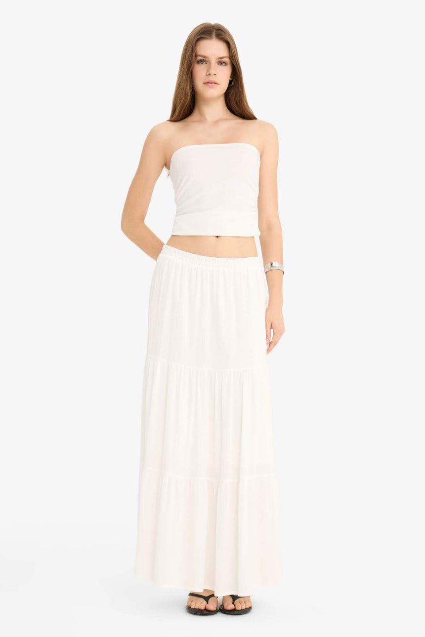 Defacto Kadın Woven Skirt D5033Ax - Kırık Beyaz