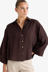 Defacto Kadın Long Sleeve Shirt E9007Ax - Kahverengi
