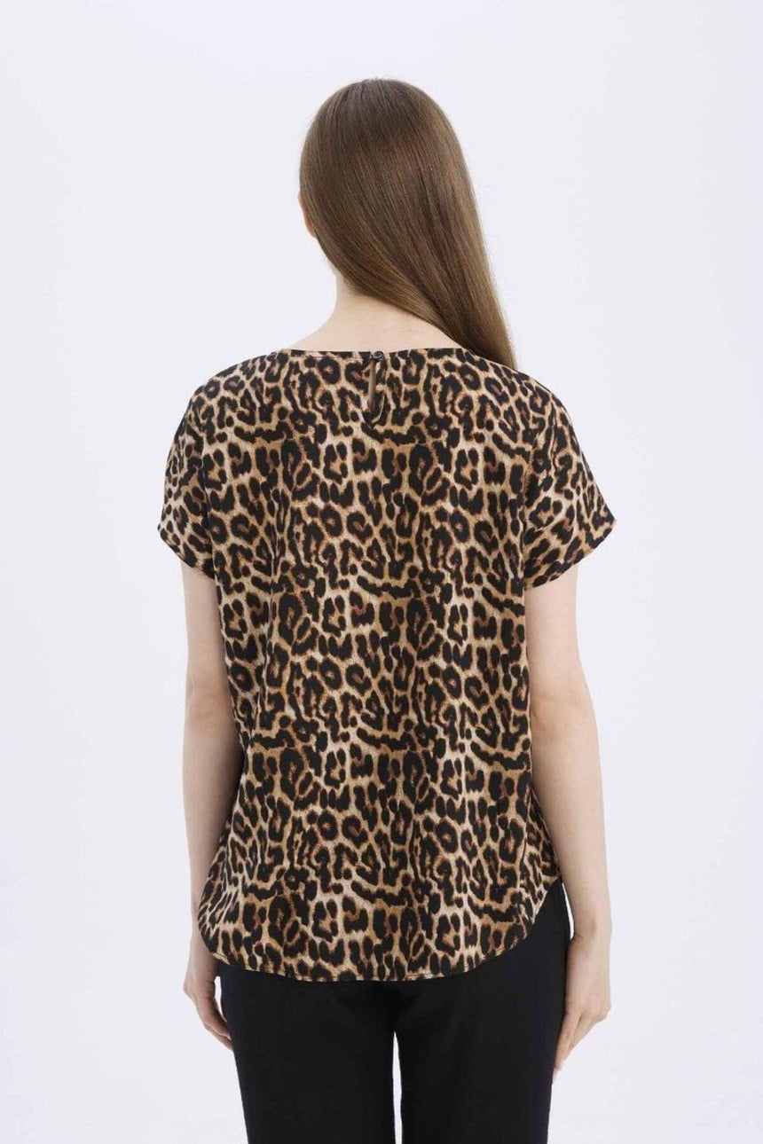 Defacto Kadın Short Sleeve Blouse E7038Ax - Gri/ Kahverengi