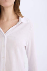 Defacto Kadın Long Sleeve Shirt A0012Ax - Beyaz